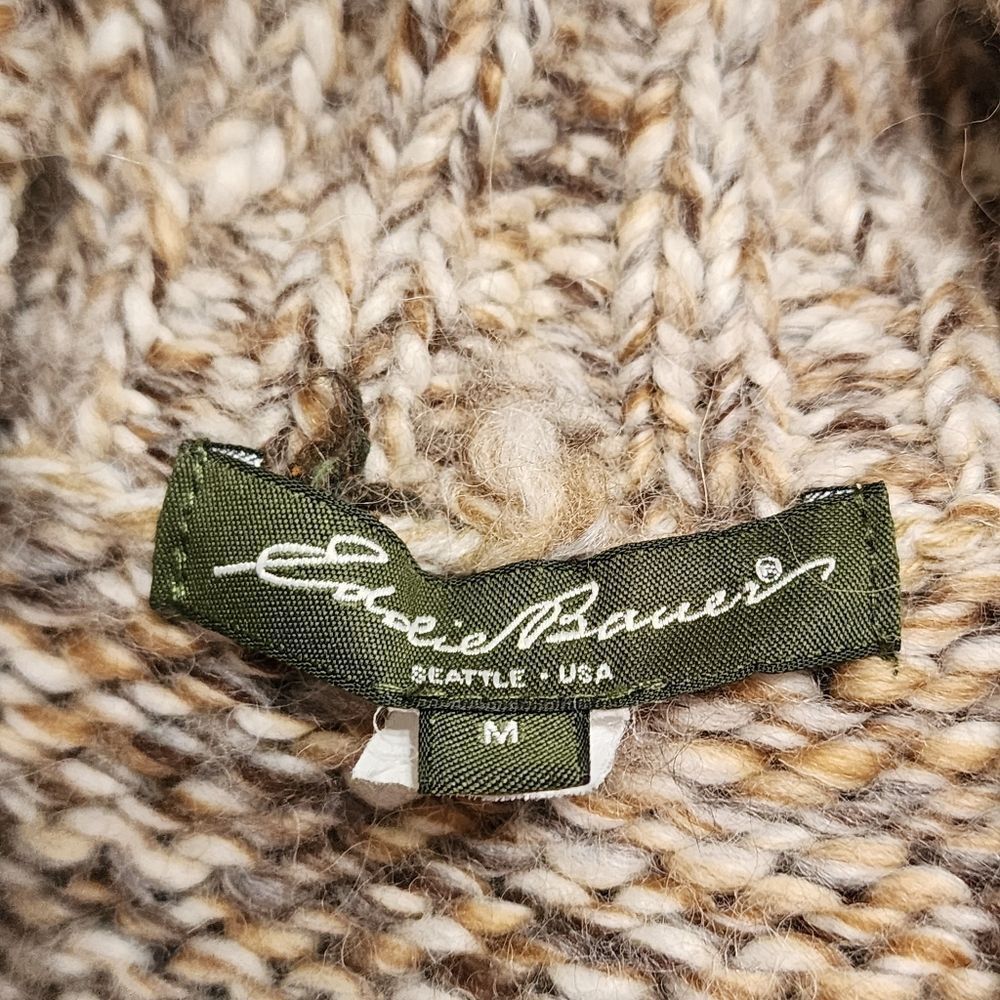 Vintage Eddie Bauer Cardigan Sweater Sz M Wool Alpaca Grandpa Professer - Picture 6 of 7